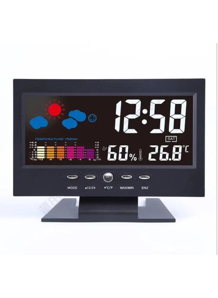 Cloud Search Room Temperature Meter Digital Clock Smart Clock Temperature Sensor Room Thermometer for Home Temperature 6Pcs Clear Stickers for Kitchen Bathroom Black Digital Clock