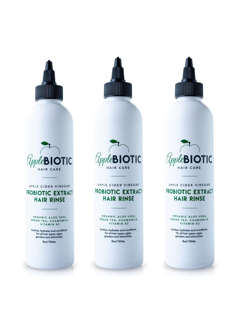 Apple Cider Vinegar Hair Rinse 3PK - Scalp Cleanser & Scalp Buildup Remover, Organic Aloe Vera, Probiotic Extract, Green Tea, Sulfate Free, Color Safe - Removes Product Buildup, Boosts Softness, Shine