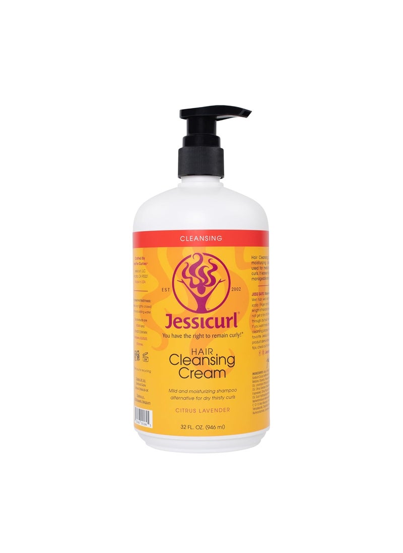 Jessicurl, Hair Cleansing Cream, Citrus Lavender, 32 Fl oz. Moisturizing Shampoo for Curly Hair, Sulfate Free Shampoo for Dry Hair