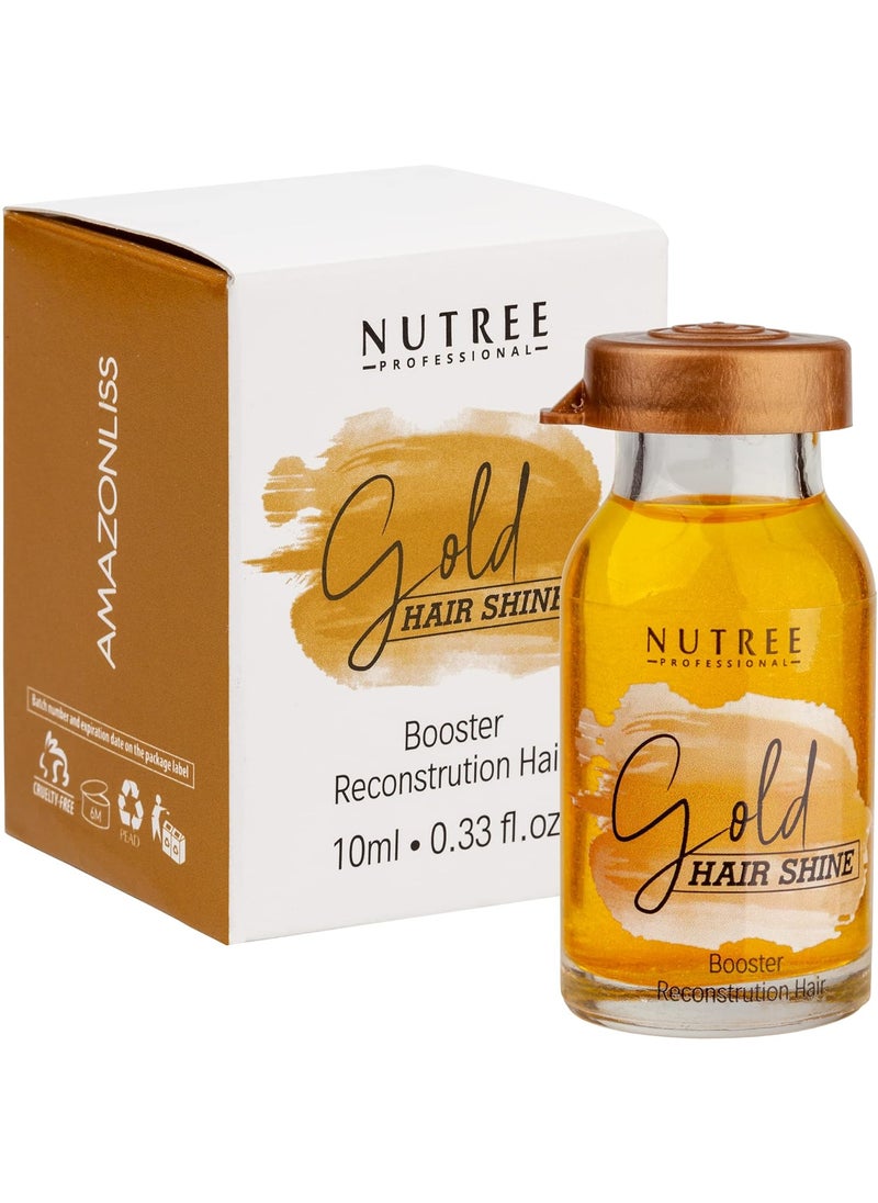Nutree Professional Hair Shine GOLD Reconstruction Hair Booster 0.33 oz. Will increase the restorative effect of any product - mask, balm, shampoo.