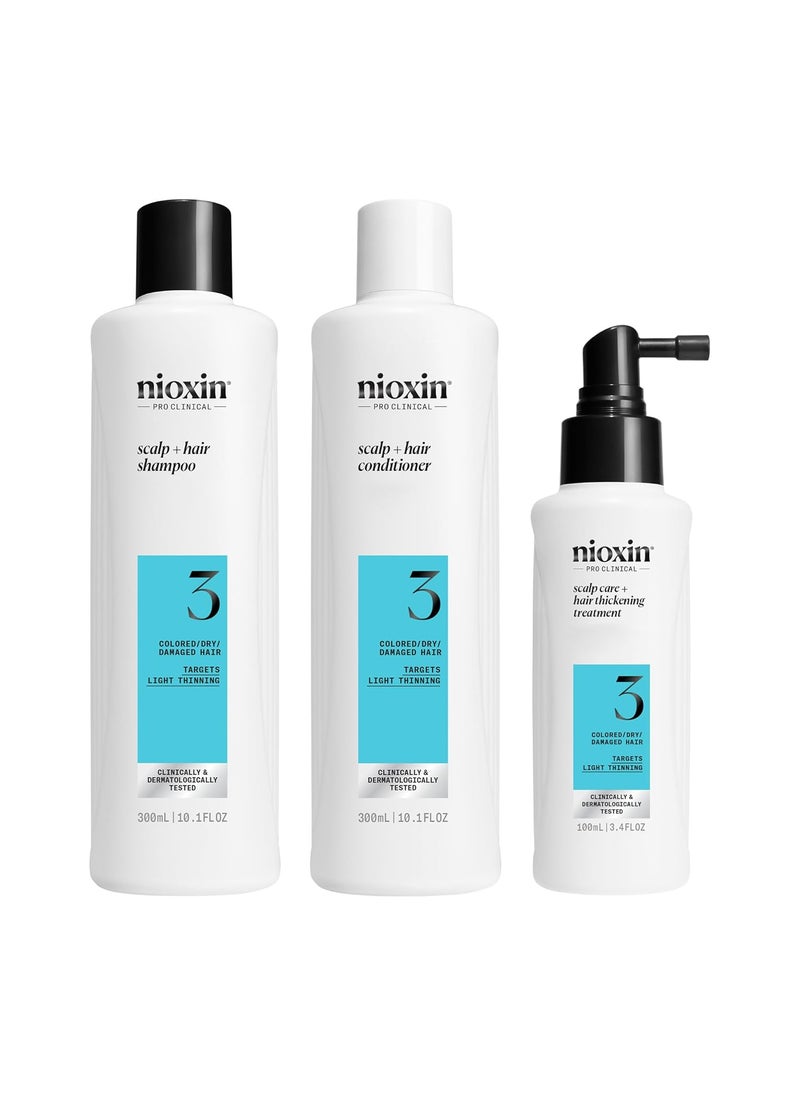 Nioxin Scalp + Hair Thickening System Kits | For Natural, Colored, & Damaged Hair with Light to Progressed Thinning | Strengthen & Boost Hair Density with Niacinamide & Biotin | 3 Month Supply