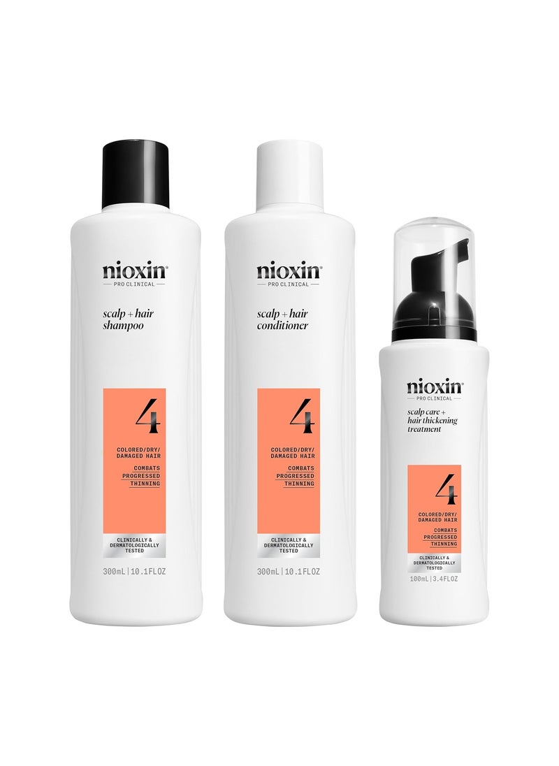 Nioxin Scalp + Hair Thickening System Kits | For Natural, Colored, & Damaged Hair with Light to Progressed Thinning | Strengthen & Boost Hair Density with Niacinamide & Biotin | 3 Month Supply