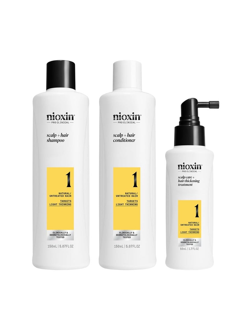 Nioxin Scalp + Hair Thickening System Kits | For Natural, Colored, & Damaged Hair with Light to Progressed Thinning | Strengthen & Boost Hair Density with Niacinamide & Biotin | 1 Month Supply