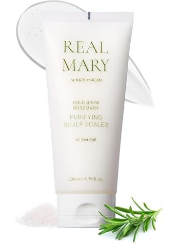 RATED GREEN Real Mary Cold Brew Rosemary Purifying Scalp Scaler w/Sea Salt | Hypoallergenic Korean Dry Scalp Hair Care for Flaky, Itchy & Mild Troubled Scalp | Deep Conditioning Treatment 6.76 fl oz