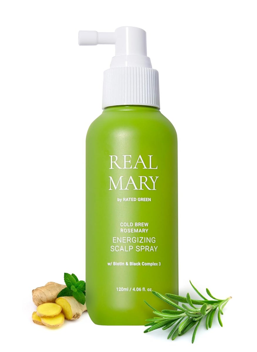 RATED GREEN REAL MARY Energizing Biotin Hair Growth Spray for Thinning Hair and Scalp for Men & Women - Rosemary and Ginger Scalp Spray | 4.06 fl oz