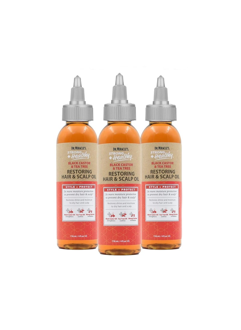 Dr. Miracle's Strong & Healthy Restoring Hair & Scalp Treatment (3 Pack) - Enriched with Black Castor Oil, Tea Tree Oil, and Mango Butter for Intense Moisture