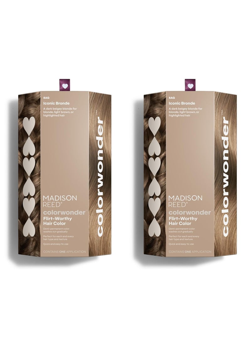 Madison Reed colorwonder Demi-Permanent Hair Color, Effortless At-Home Hair Dye, Ammonia-Free, Cruelty-Free, Iconic Bronde (8AG Dark Beige Bronde), Pack of 2