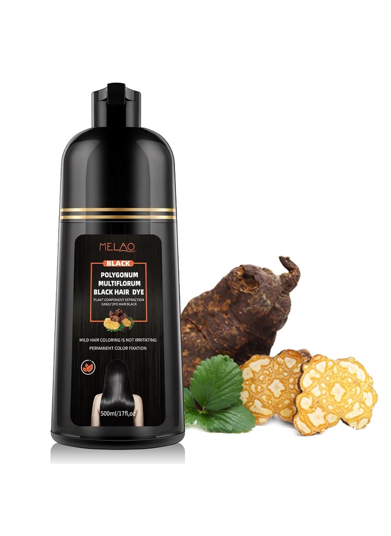 Vemofoper Black Hair Dye Shampoo for Gray Hair, Semi-Permanent Grey Coverage Shampoo,Hair Color Shampoo for Women Men,3 in 1 with Herbal Natural Ingredients (17 Fl Oz 500ml)