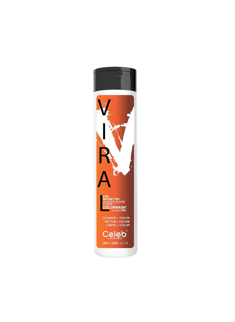Celeb Luxury Copper Hair Color Depositing Colorwash Shampoo for Brunettes, Maintains & Refreshes Auburn Hair Color