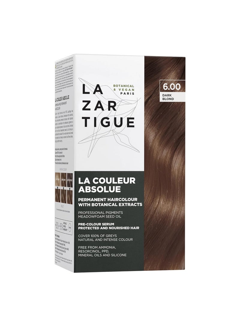 Lazartigue La Couleur Absolue 1.00 Intense Black - Permanent Haircolour with Botanical Extracts - Nourishing Color and Shine - Free From Ammonia, PPD, Resorcinol, Mineral Oils and Silicone - Vegan