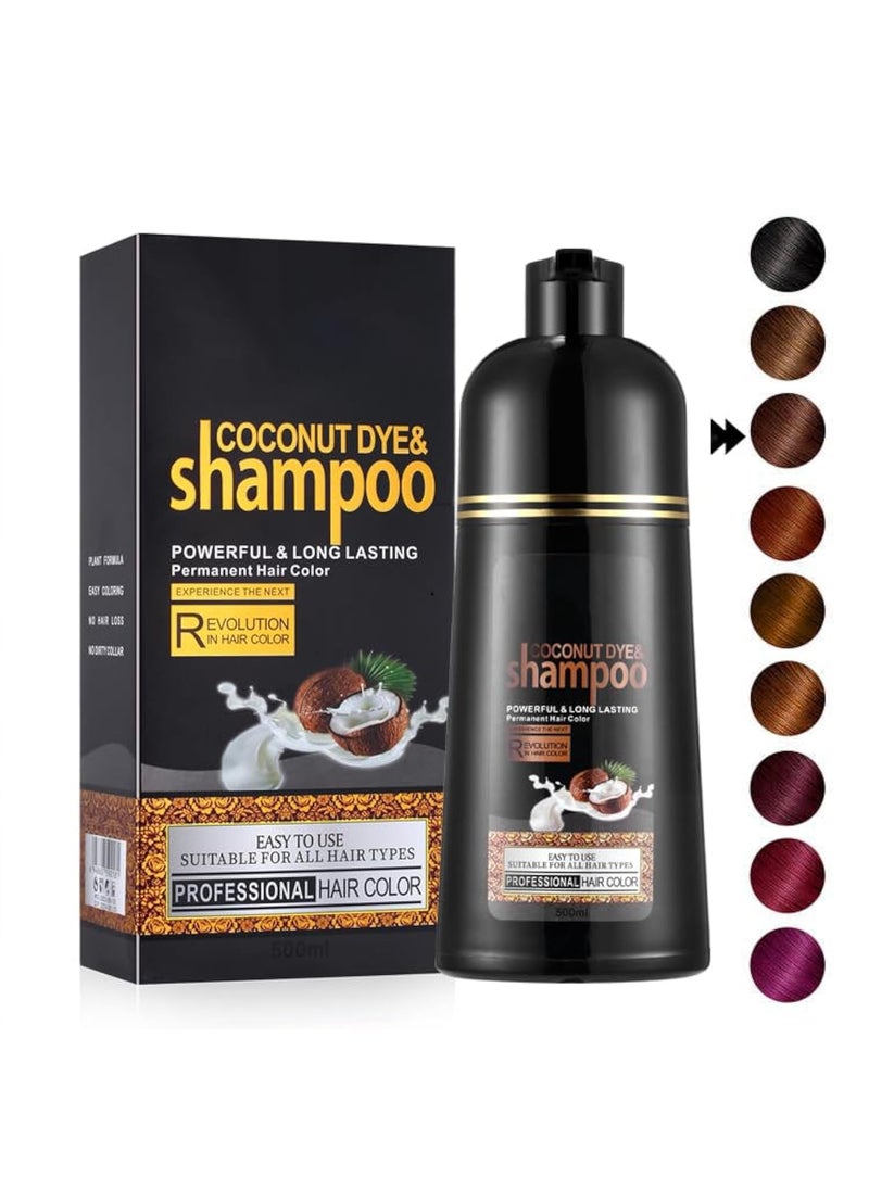 Fvquhvo Dark Brown Hair Color Shampoo for Gray Hair - Instant Hair Dye Shampoo 3 in 1 for Men & Women - Herbal Ingredients Safe to Use - 16.90 Fl Oz