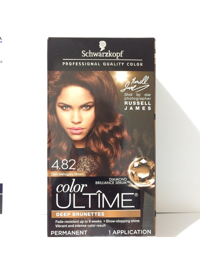 Schwarzkopf Color Ultime Permanent Hair Color Cream, 4.82 Dark Mahogany Brown (Packaging May Vary)