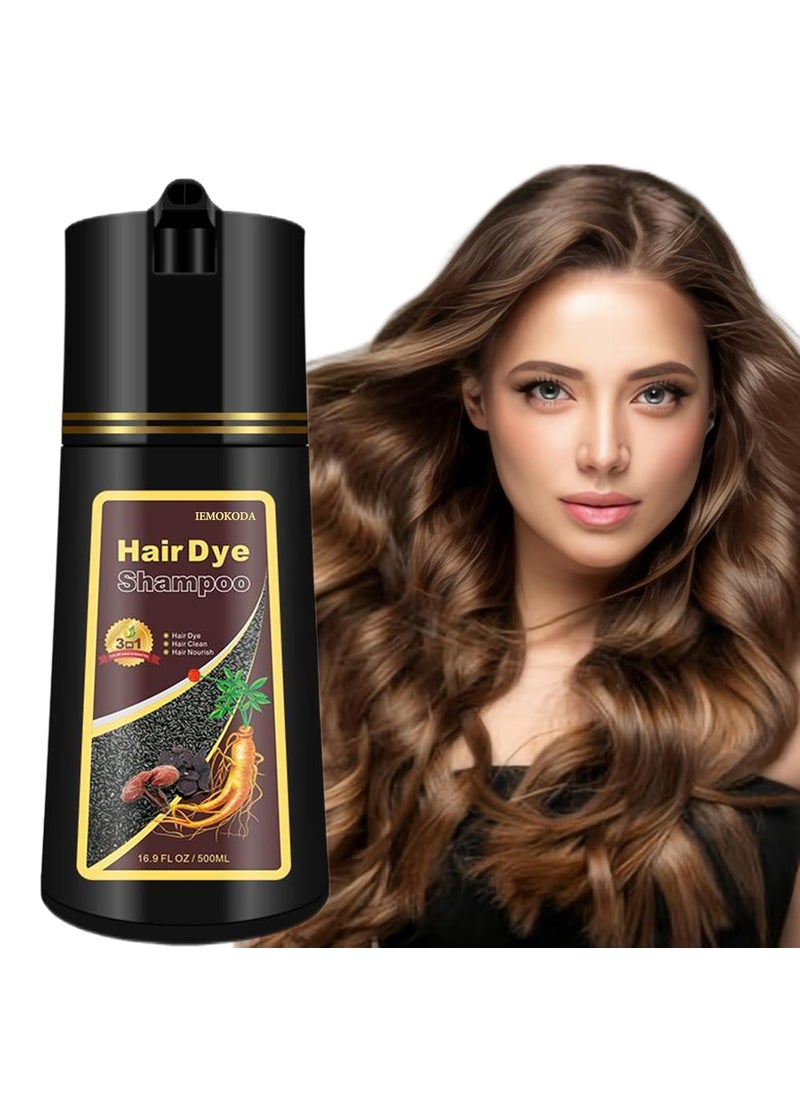 Instant Coffee Hair Dye Shampoo 3 in 1 - Color for Women Men,16.90 Fl Oz ,Long Lasting (Light Brown)