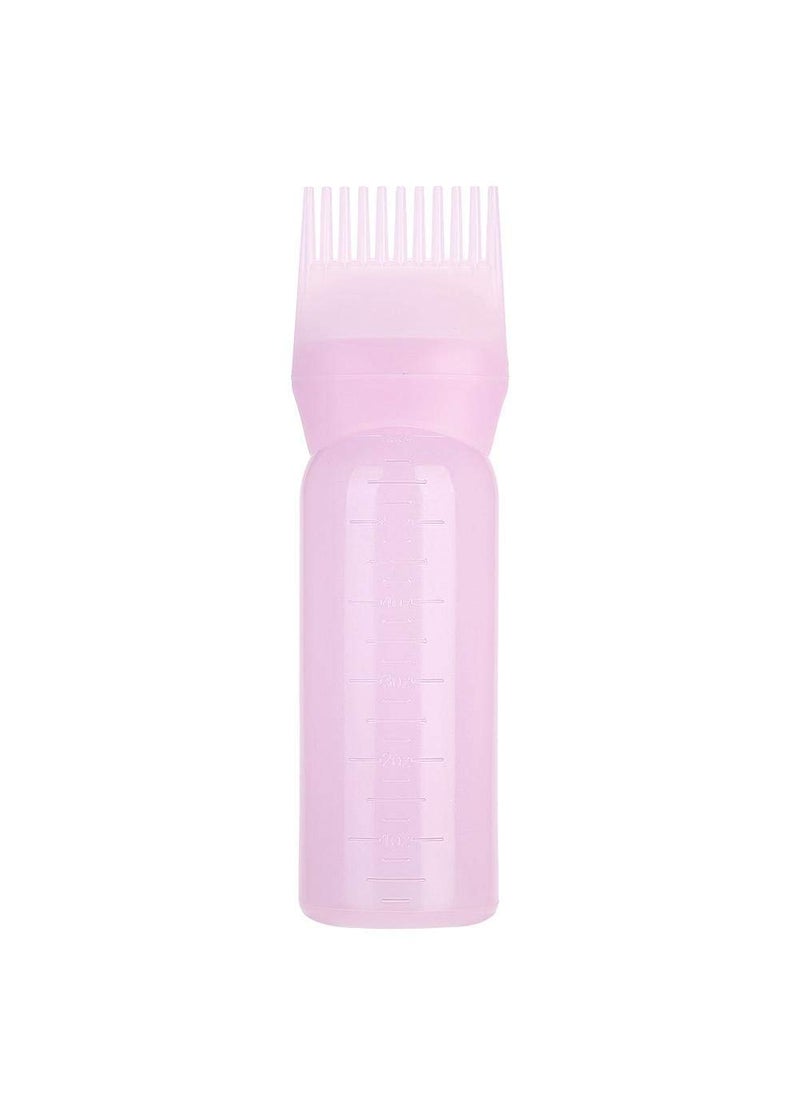 Root Comb Applicator Bottle, 160ml Hair Dye Bottle with Graduated Scale, Profssional Brush Applicator Comb Hairdressing Coloring Styling Tool (Pink)