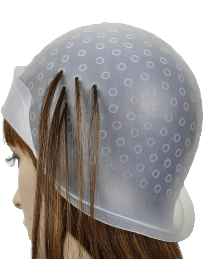 Silicone Highlight Tipping Cap for Hair with Hook Reusable Hair Cap for Hair Coloring Hair Staining Cap Dyeing Tool