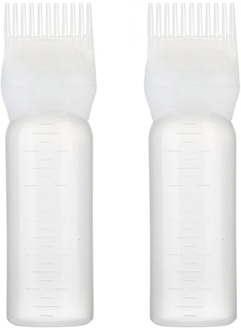 2Pcs Root Comb Applicator Bottle, 6 Ounce Hair Dye Applicator Bottle Applicator Brush for Hair Root Comb Color Applicator Bottle with Graduated Scale