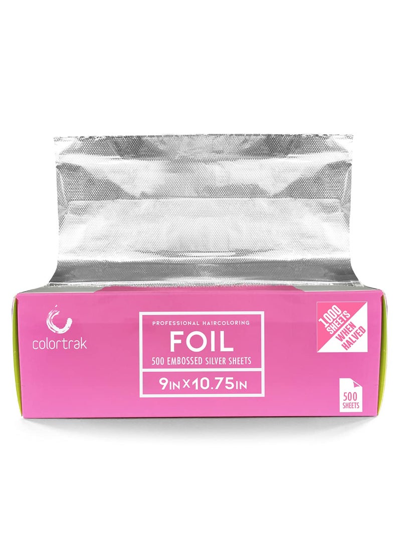 Colortrak Hair Coloring Popup Foil Box - Extra Wide 9-Inch X 10.75-Inch Sheets, Professional and Convenient, Pre-Cut and Easy to Grab During Processing, 500 Sheets Per Box