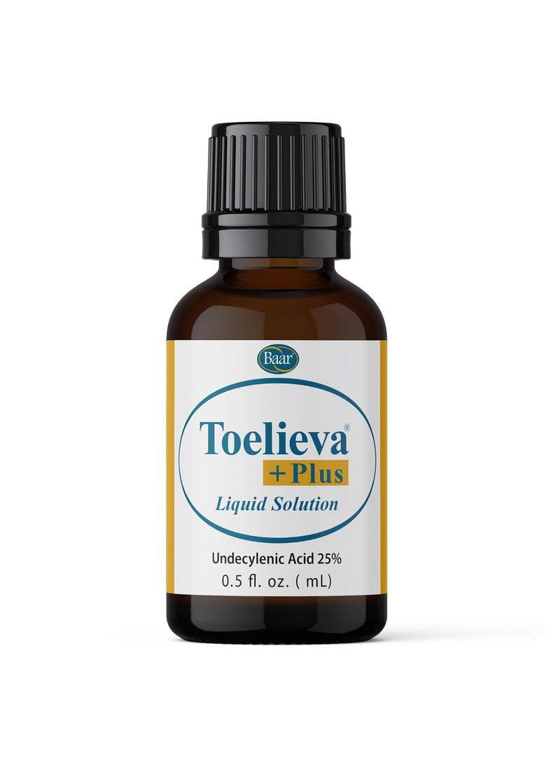 Baar Products Toelieva +Plus Maximum Strength Liquid Solution, Powerful for Toenails & Fingernails, 25% Undecylenic Acid, Tea Tree Oil, Lavender Oil & Vitamin E, 0.5 Oz