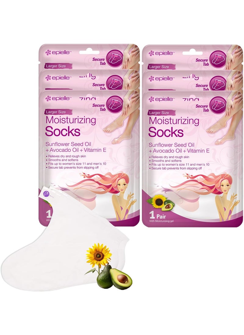 Epielle Moisturizing Foot Masks (Socks 6pk) for foot heel to toe and callus | Foot Cream & Lotion - Sunflower Seed Oil + Avocado Oil + Vitamin E,Mothers Day GIfts