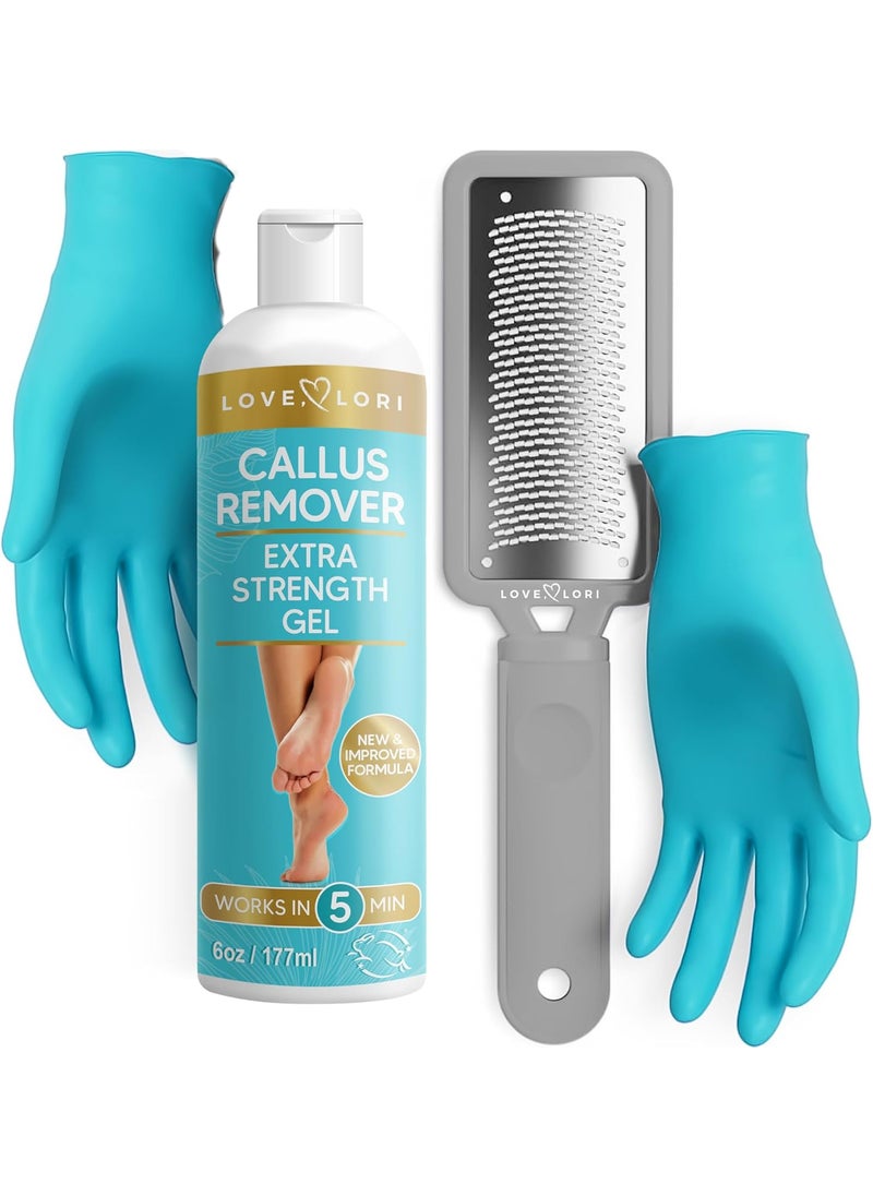 Professional Foot Scrubber Dead Skin Remover Kit - Foot File & Callus Gel Feet Scrubber Scraper Bundle, 6oz