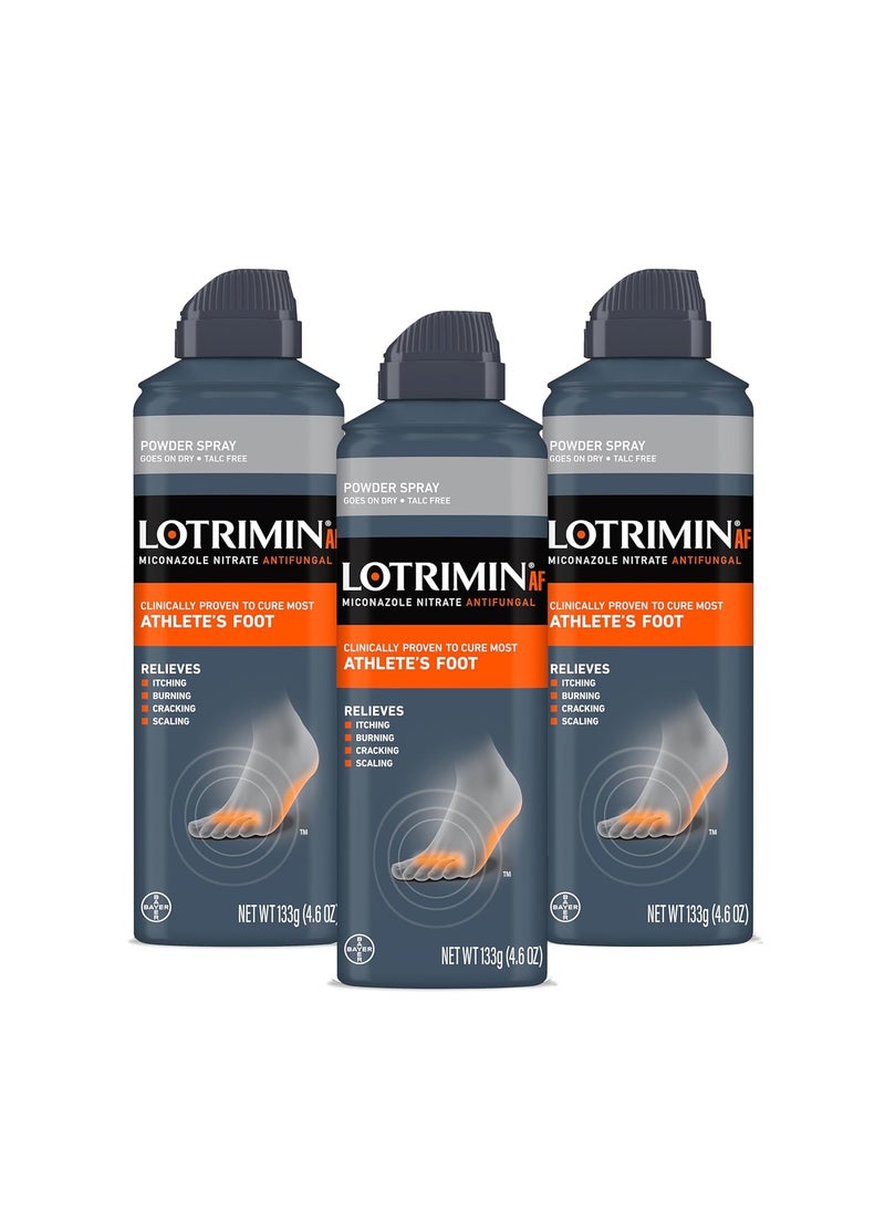 Lotrimin AF Athlete's Foot Powder Spray, Miconazole Nitrate 2%, Clinically Proven Effective Antifungal Treatment of Most AF, Jock Itch and Ringworm, 4.6 Ounce (Pack of 3)
