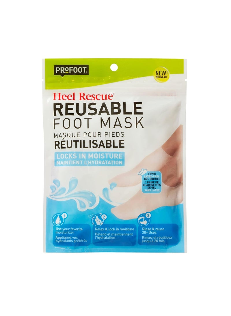 Profoot Heal+Rescue Reusable Foot Mask, 1 Pair Latex-Free Gel Booties