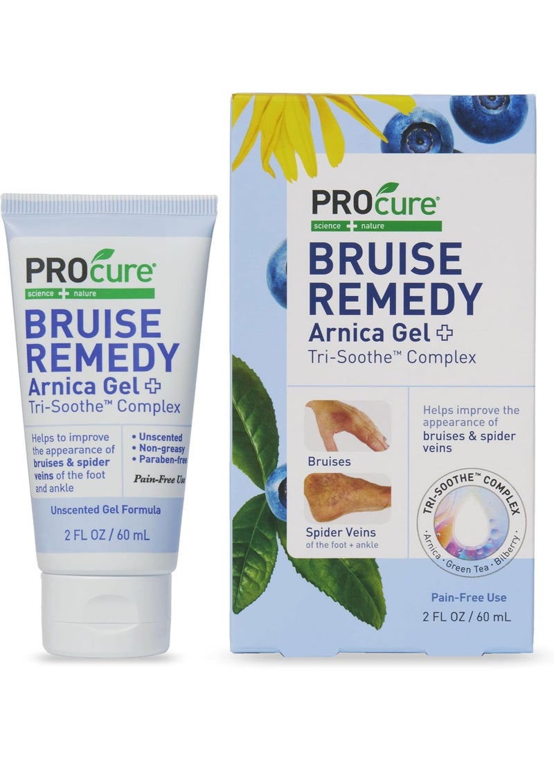 PROcure Bruise Remedy Gel with Arnica, Helps Improve the Appearance of Bruises & Spider Veins on the Foot and Ankle, Unscented & Paraben Free with Soft Touch Applicator, 2 Fl Oz