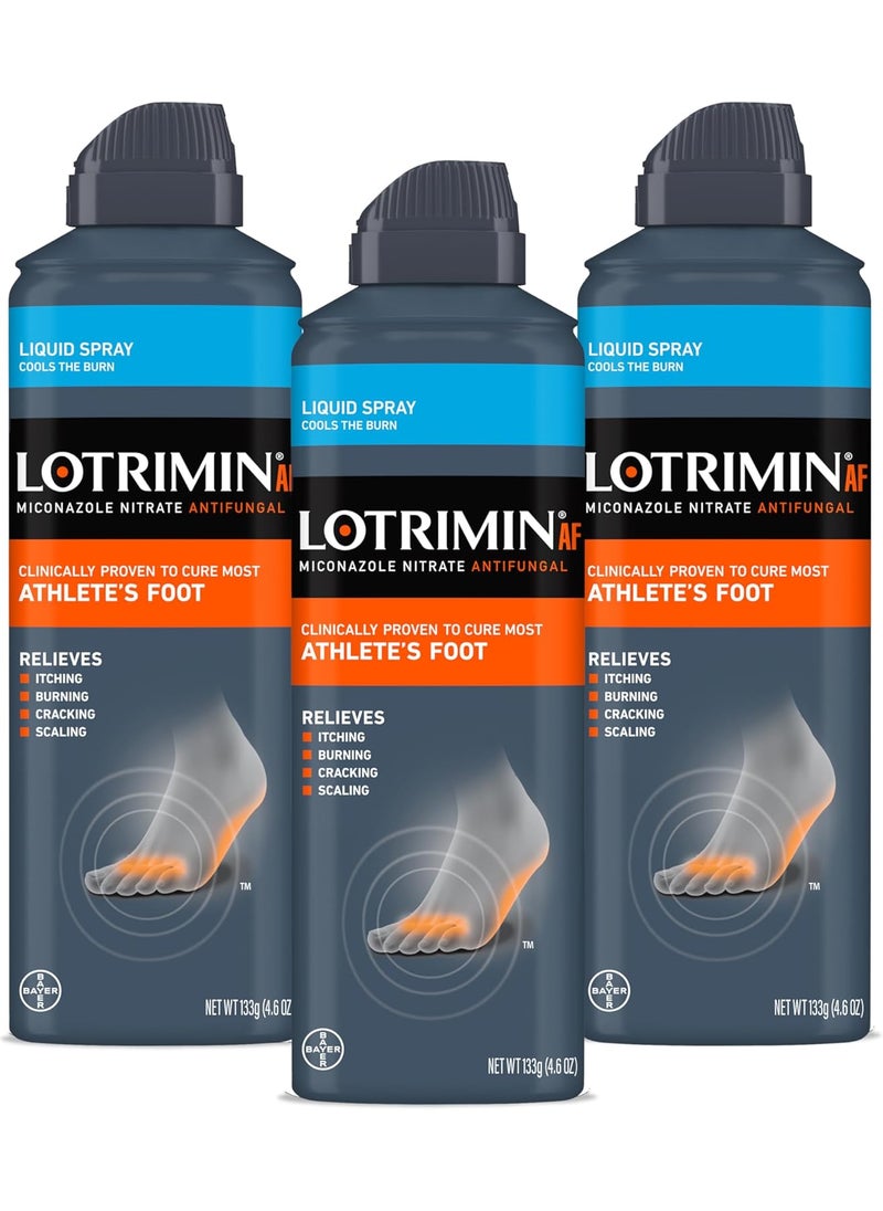 Lotrimin AF Athlete's Foot Liquid Spray, Miconazole Nitrate 2%, Proven Clinically Effective Treatment of Most Athlete's Foot, 4.6 Ounce (Pack of 3)