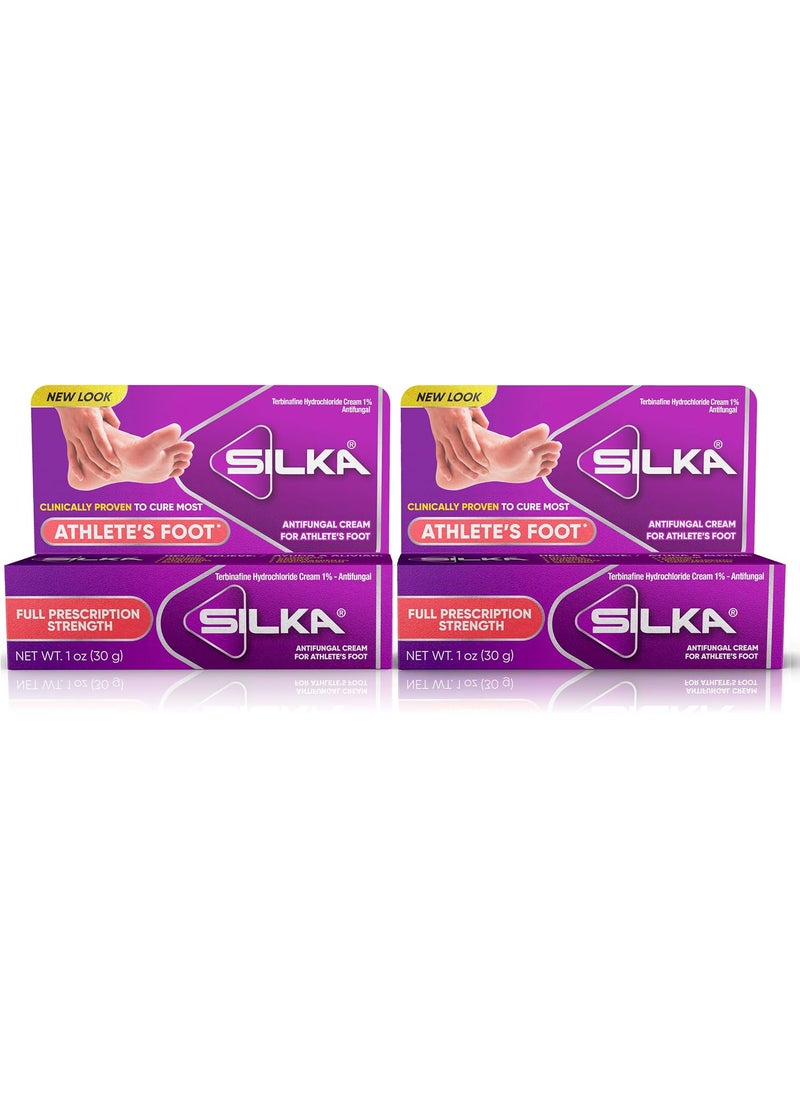 Silka Anti-Fungal Cream Twin Pack, Clinical Anti-Fungus Foot Treatment, Jock Itch & Ringworm Remedy, Maximum Strength, Fast-Acting Relief from Itching & Burning, 1 Oz, Pack of 2