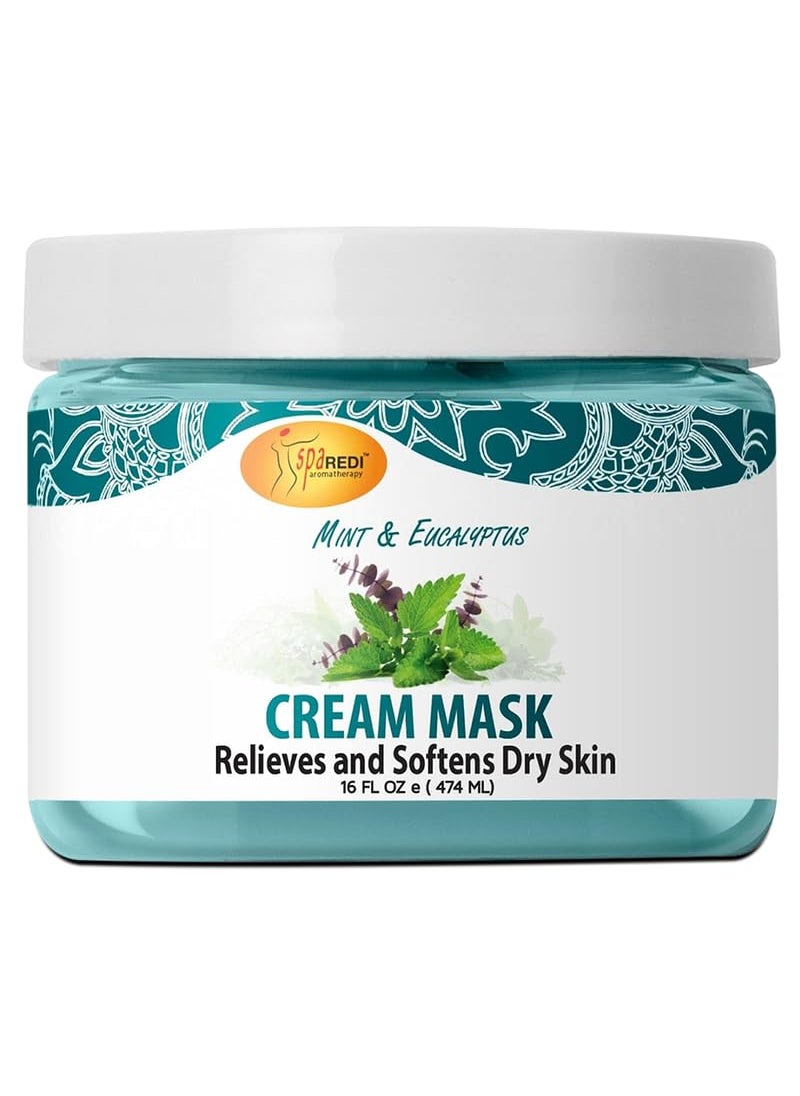 SPA REDI - Body and Foot Cream Mask, Mint and Eucalyptus, 16 Oz - Pedicure Massage for Tired Feet and Body, Hydrating, Fresh Skin