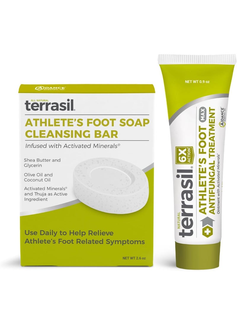 terrasil Athletes Foot Cream Extra Strength Antifungal + Athletes Foot Soap, Clinically Proven Clotrimazole for Effective Relief, 2-Product Treatment Kit (0.9oz Tube + Soap Bar)