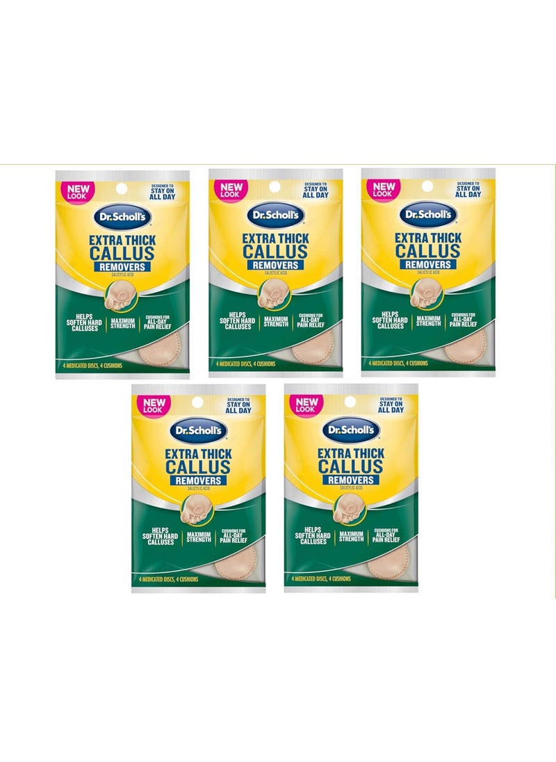Dr. Scholl's Extra Thick Callus Removers 4 Cushions ea. (Packs of 5)