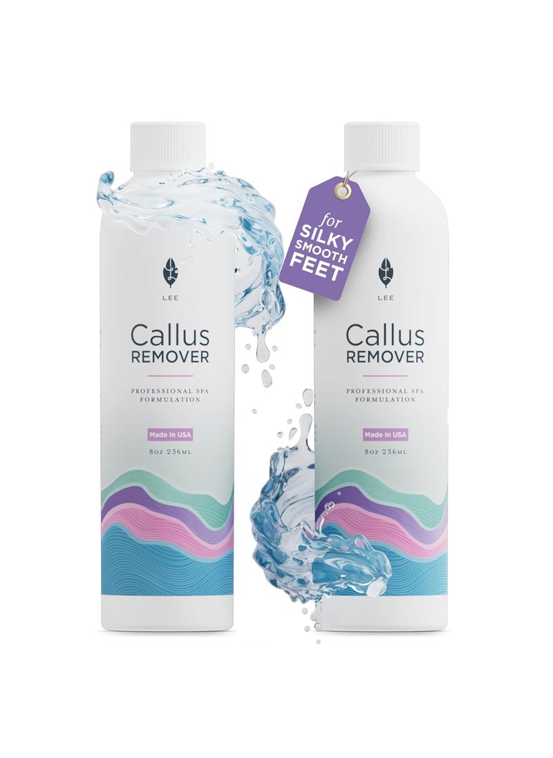 Lee Beauty Professional Callus Remover for Feet - Original, Powerful Formulation - Extra Strength Gel, Home Pedicure Foot Spa Results - Cracked & Dead Dry Skin Supplies - 8 Oz, Pack of 2