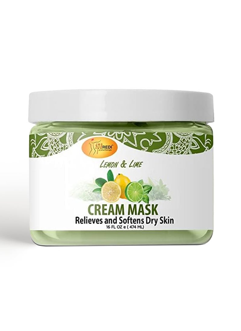 SPA REDI - Body and Foot Cream Mask, Lemon and Lime, 16 Oz - Pedicure Massage for Tired Feet and Body, Hydrating, Fresh Skin - Infused with Hyaluronic Acid, Amino Acids, Panthenol, Comfrey Extract