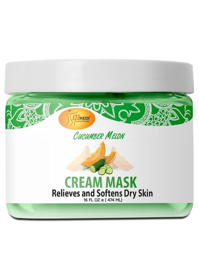 SPA REDI - Body and Foot Cream Mask, Cucumber and Melon, 16 Oz - Pedicure Massage for Tired Feet and Body, Hydrating, Fresh Skin - Infused with Hyaluronic Acid, Amino Acids, Panthenol