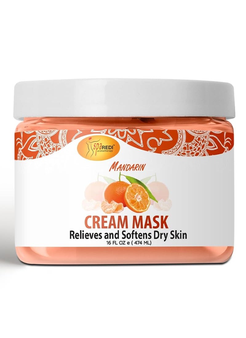 SPA REDI - Body and Foot Cream Mask, Mandarin, 16 Oz - Pedicure Massage for Tired Feet and Body, Hydrating, Fresh Skin - Infused with Hyaluronic Acid, Amino Acids, Panthenol, Comfrey Extract