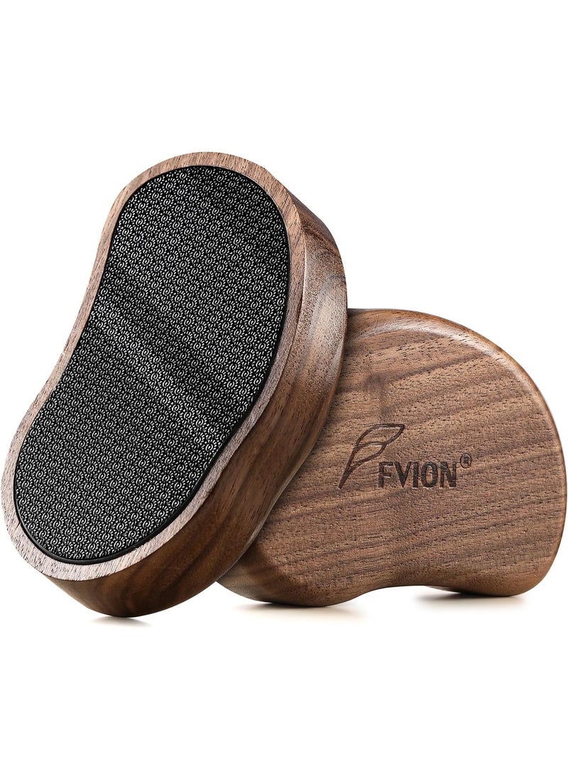 FVION Nano Glass Foot File with Bamboo Handle - Foot Scrubber Dead Skin Pumice Stone for Feet - The Ultimate Gentle Pedicure File Feet Callus Remover (Brown)