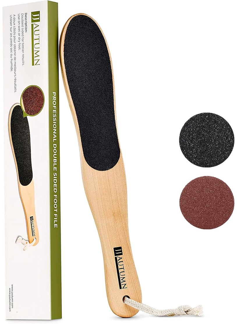Spa Quality Foot Rasp/Callus Remover Double Sided Wood Professional Foot File Callus Remover for Pedicure and Foot Care - Can Be Used On Both Wet and Dry Feet Achieve Smooth, Silky Feet