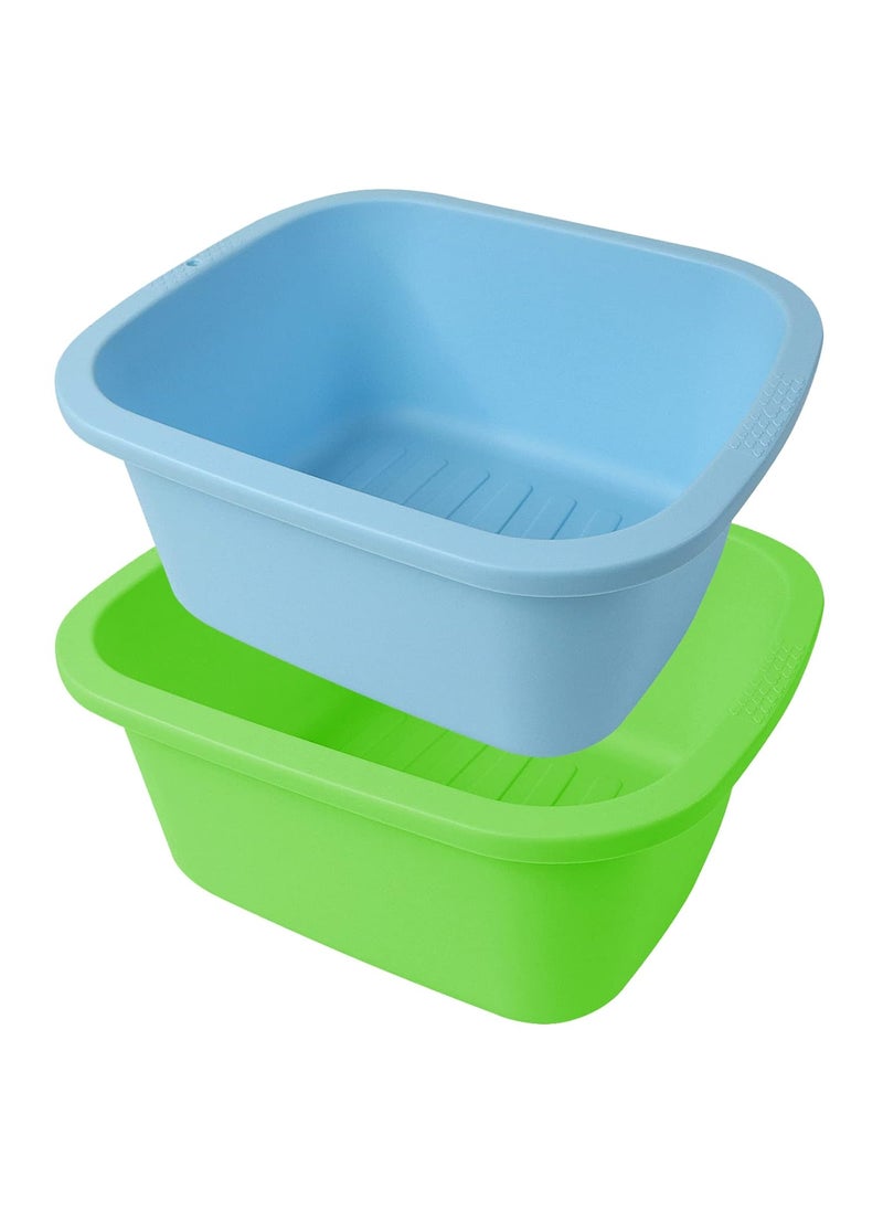 HOMELEX Foot Soaking Bath Basin, Large Size Feet Massager Tub, at Home Spa Pedicure Treatment, 2 Pack Green&Blue