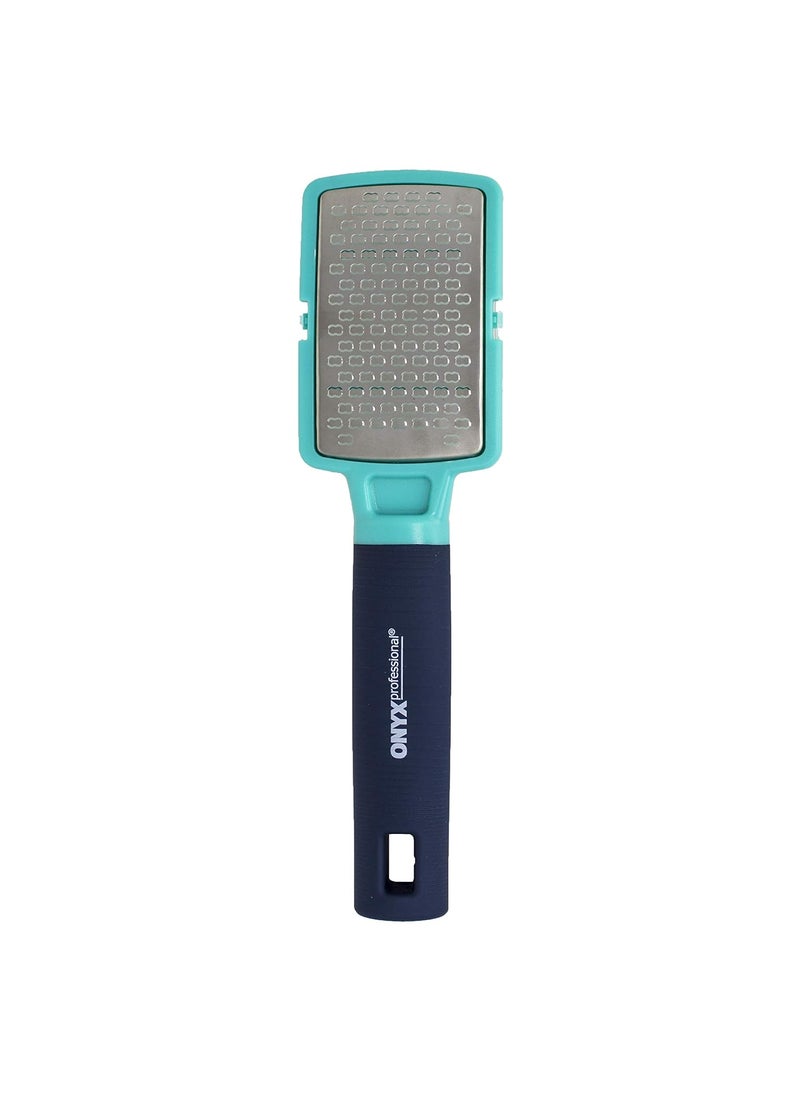Onyx Professional Foot Rasp, Callus Remover for Feet - Stainless Steel Foot Scrubber Dead Skin Remover, No Mess Lightweight Callus Shaver for Feet with Debris Catcher