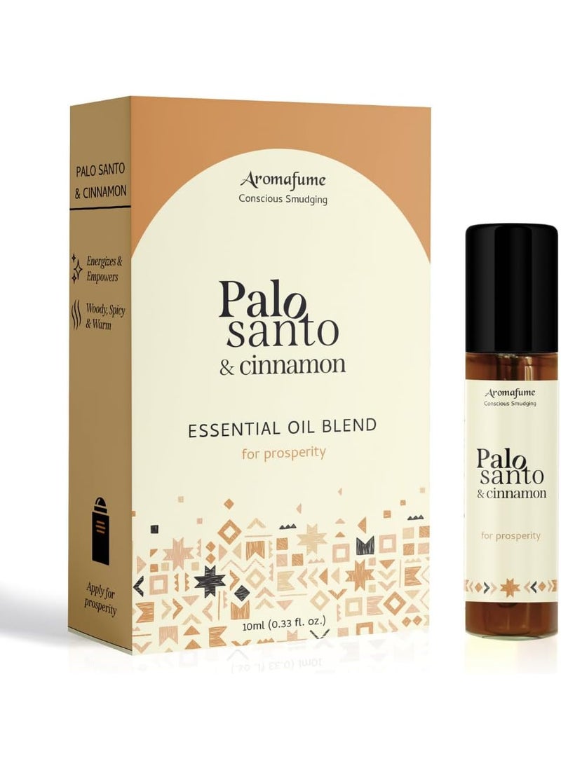 Palo Santo & Cinnamon Essential Oil Roll-On by Aromafume | 1 x 10ml / 0.33 fl oz | Aromatherapy Oils | Natural Roll On Perfume | Spiritual Meditation Accessories
