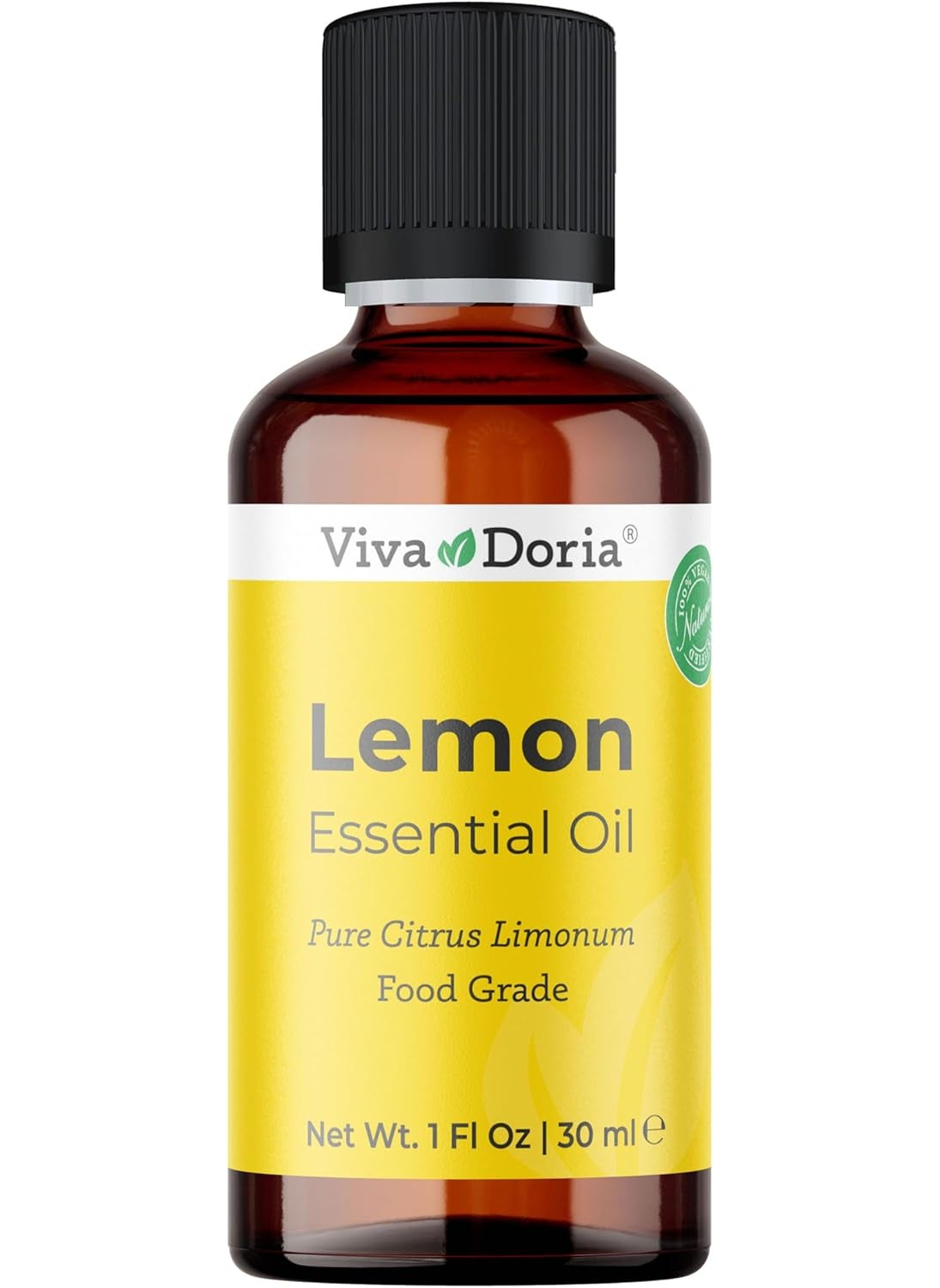 Viva Doria 100% Pure Lemon Essential Oil, Undiluted, Food Grade, USA Lemon Oil, 30 mL (1 Fl Oz)