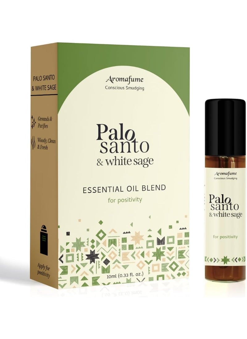 Palo Santo & White Sage Essential Oil Roll-On by Aromafume | 1 x 10ml / 0.33 fl oz | Aromatherapy Oils | Natural Roll On Perfume | Spiritual Meditation Accessories