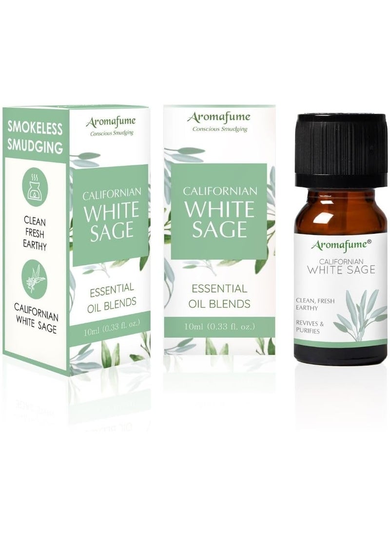 Californian White Sage Essential Oil Diffuser Blend by Aromafume | 3x10ml/0.33 fl oz | Aromatherapy Oil for Cleansing Negative Energy & Protection | Ethically sourced | Sage Oil for Smokeless Smudging