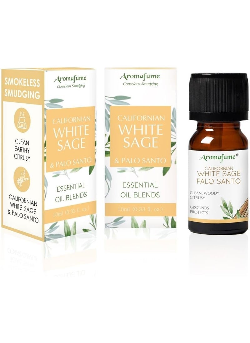 White Sage & Palo Santo Essential Oil Diffuser Blend by Aromafume | 3x10ml/0.33 fl oz | Aromatherapy Oil for Cleansing Negative Energy & Protection | Ethically sourced| Sage Oil for Smokeless Smudging