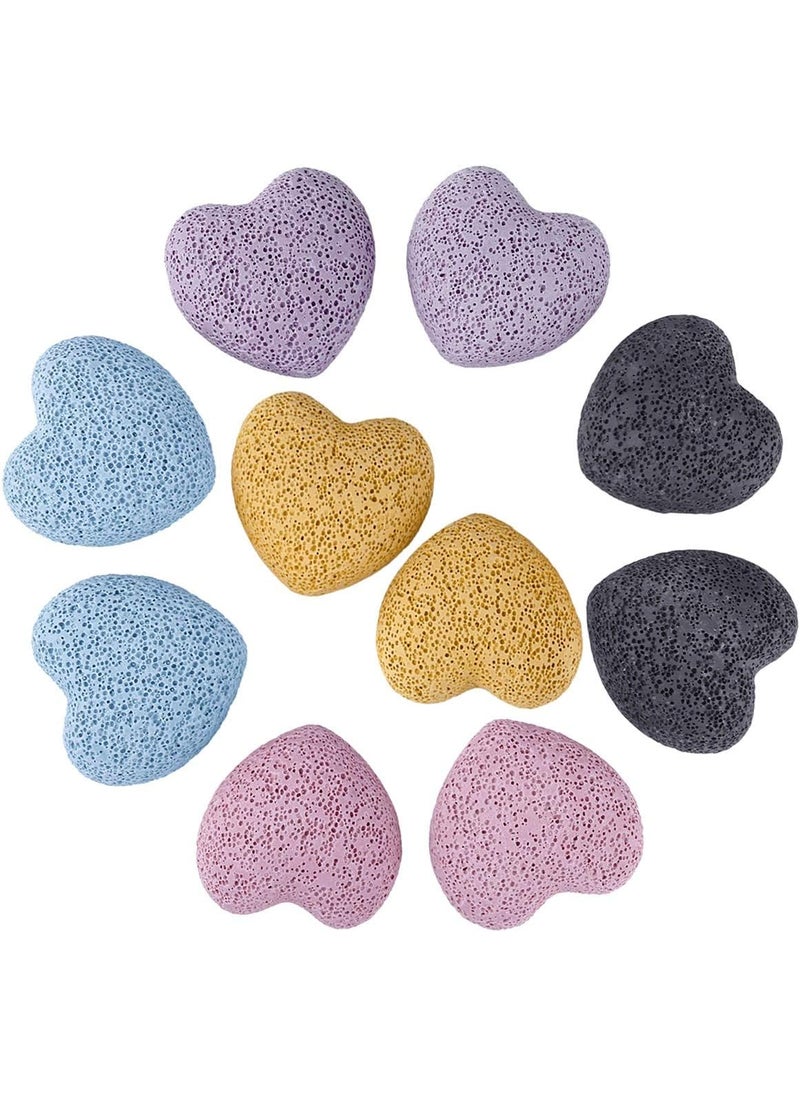 rockcloud Colorful Lava Rock Stone Heart Shape Pocket Stones Dyed Lava Rocks Aromatherapy Essential Oil Diffuser Set, 0.9 Inch, 10 Pcs