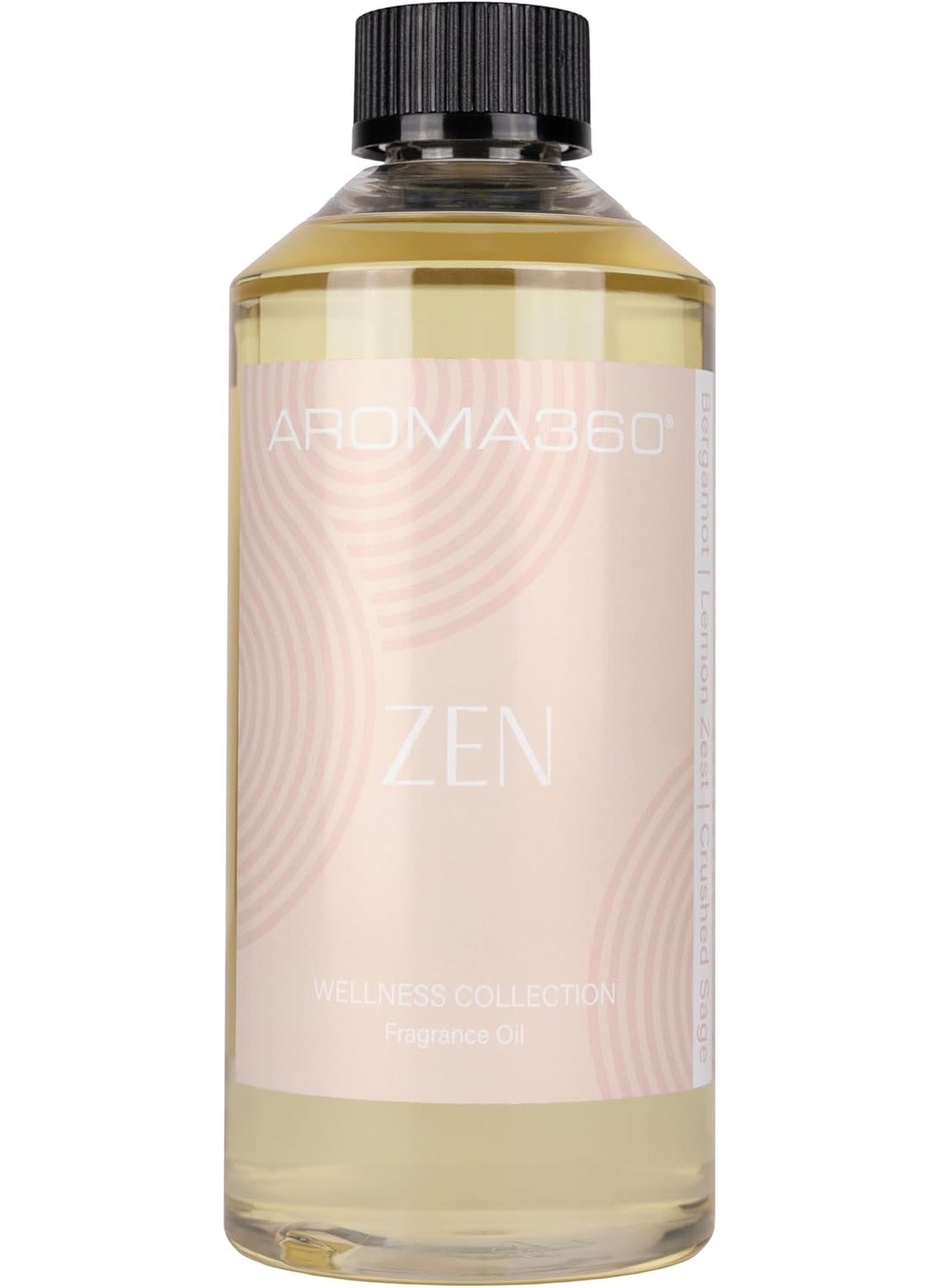 Aroma360 - Zen Fragrance Oil Blend - Luxury Aromatherapy Scent Diffuser Oil - Bergamot, Lemon Zest and Crushed Sage 16.9 fl oz, 500mL