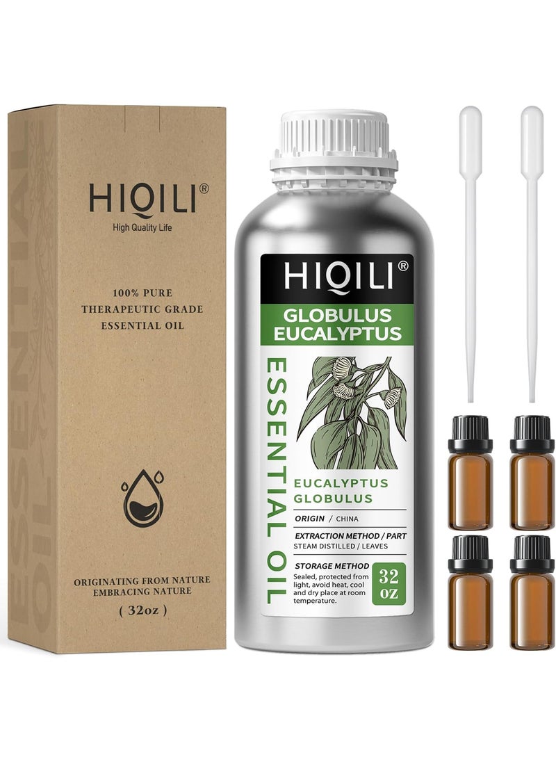 HIQILI Eucalyptus Essential Oil for Spray, Diffuser & Skin, 100% Pure Undiluted - 32 Fl Oz