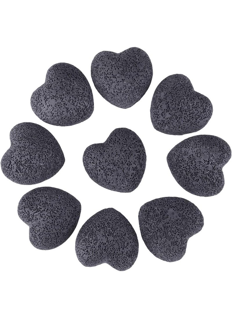 Rockcloud Black Lava Rock Stone Heart Shape Pocket Stones Dyed Lava Rocks Aromatherapy Essential Oil Diffuser Set, 0.9 Inch, 10 Pcs