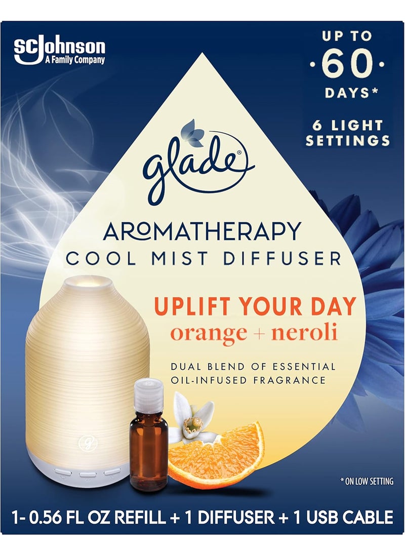 Glade Aromatherapy Diffuser & Essential Oil, Air Freshener for Home, Uplift Your Day Scent with Notes of Orange & Neroli, 0.56 Fl Oz